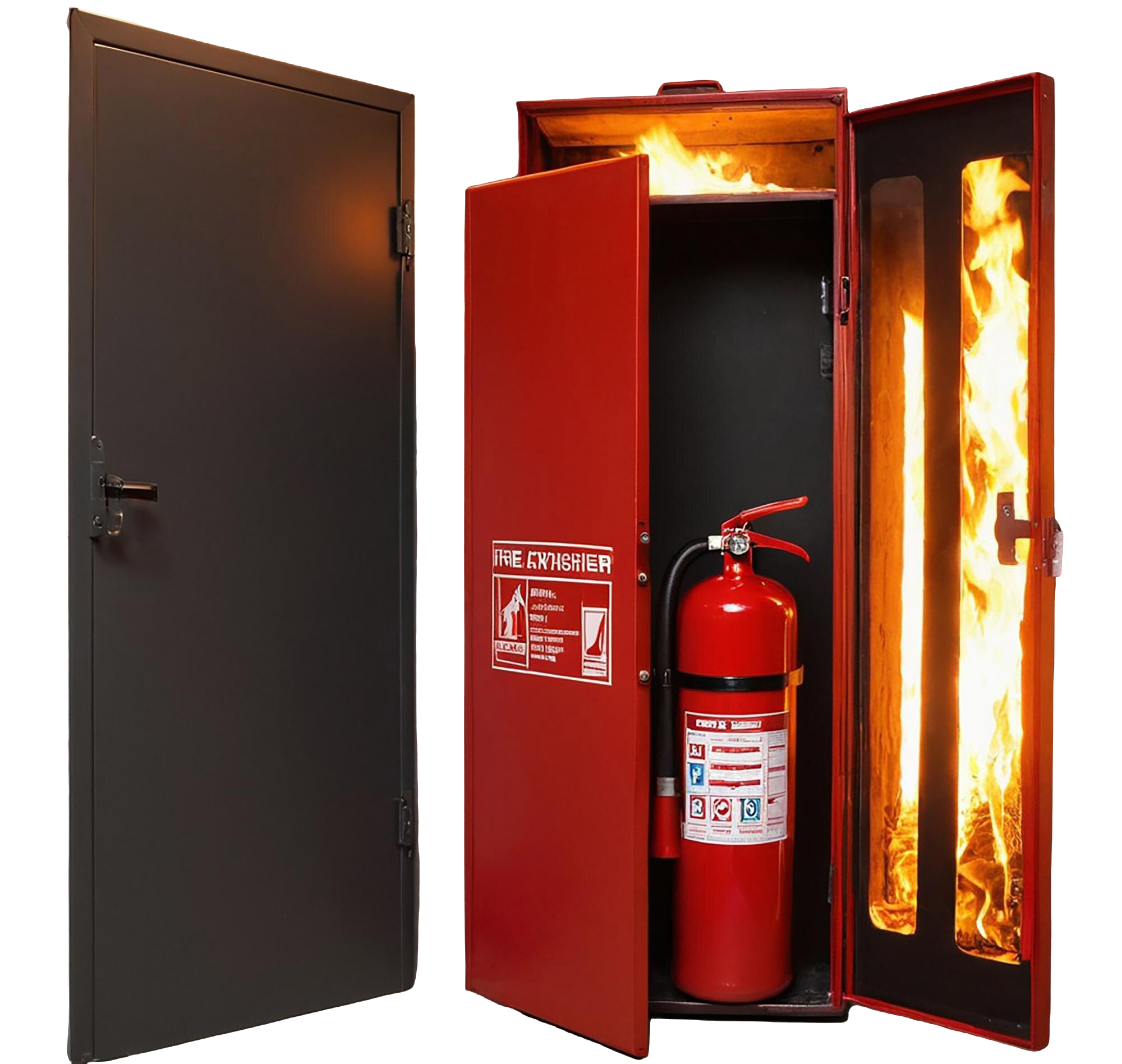 red-fire-extinguisher-is-red-cabinet